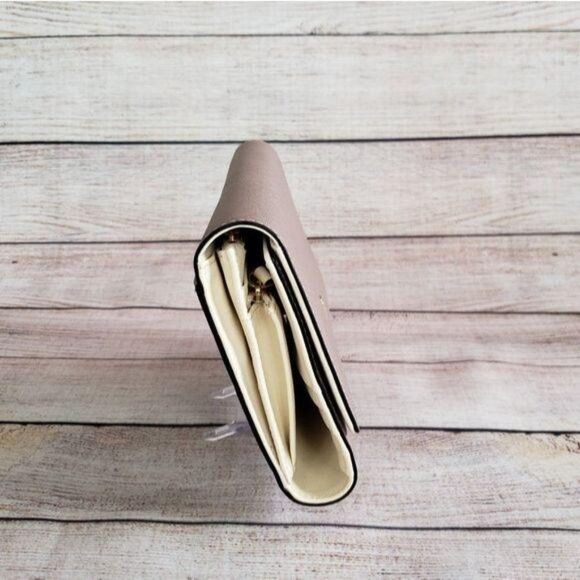 Kate Spade Leather Saffiano Phoenix Mikas Pond Tri-Fold Wallet Color Porcini - Picture 5 of 16